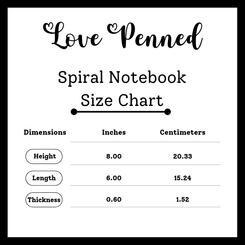 Spiral Notebook Size Chart