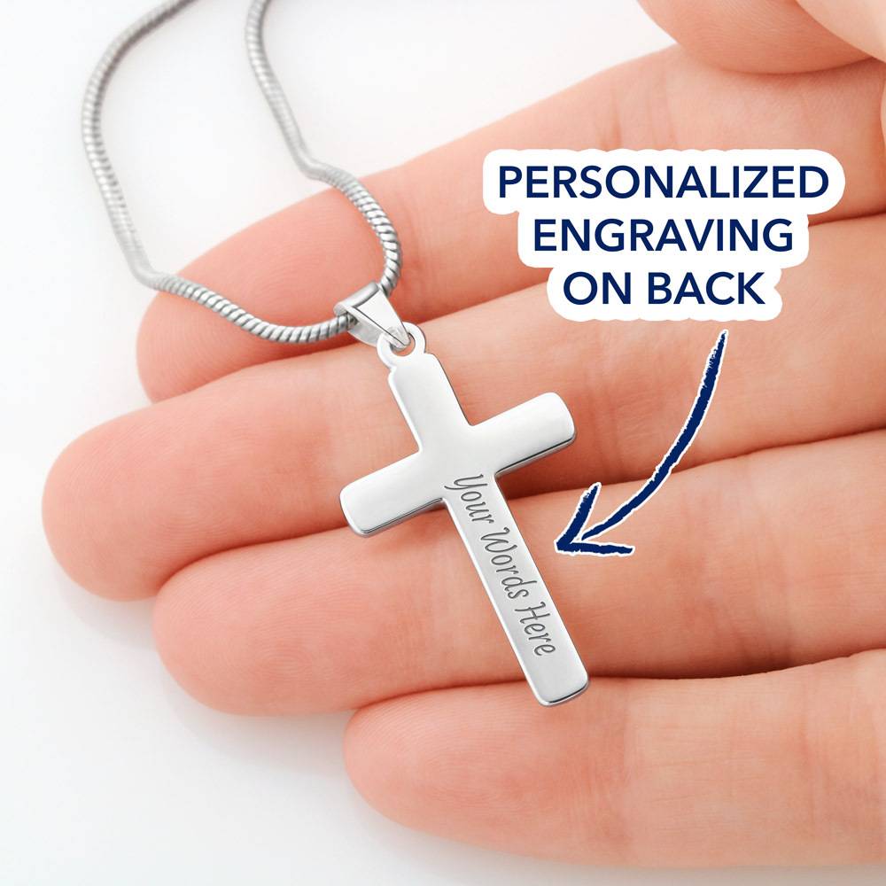 Personalized Cross Necklace Gift for Boyfriend With Custom Back Engraving - Image 6
