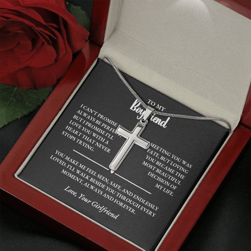 Personalized Cross Necklace Gift for Boyfriend With Custom Back Engraving - Image 7