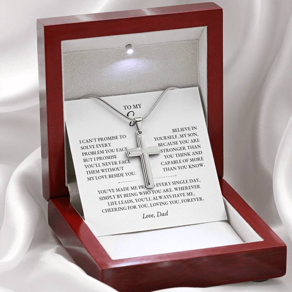 Personalized Cross Necklace Gift for Son from Dad | Custom Engraving - Image 7