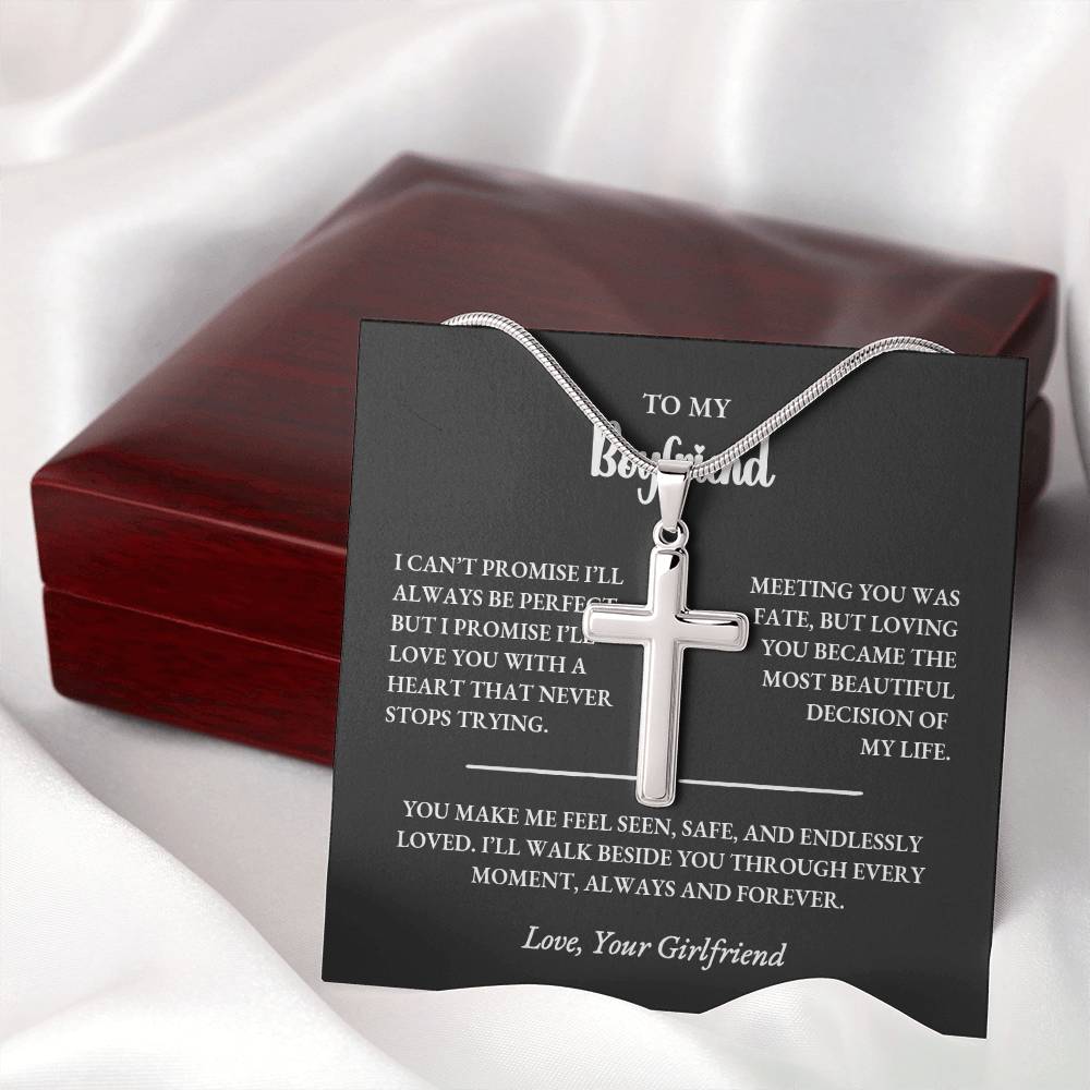 Personalized Cross Necklace Gift for Boyfriend With Custom Back Engraving - Image 11