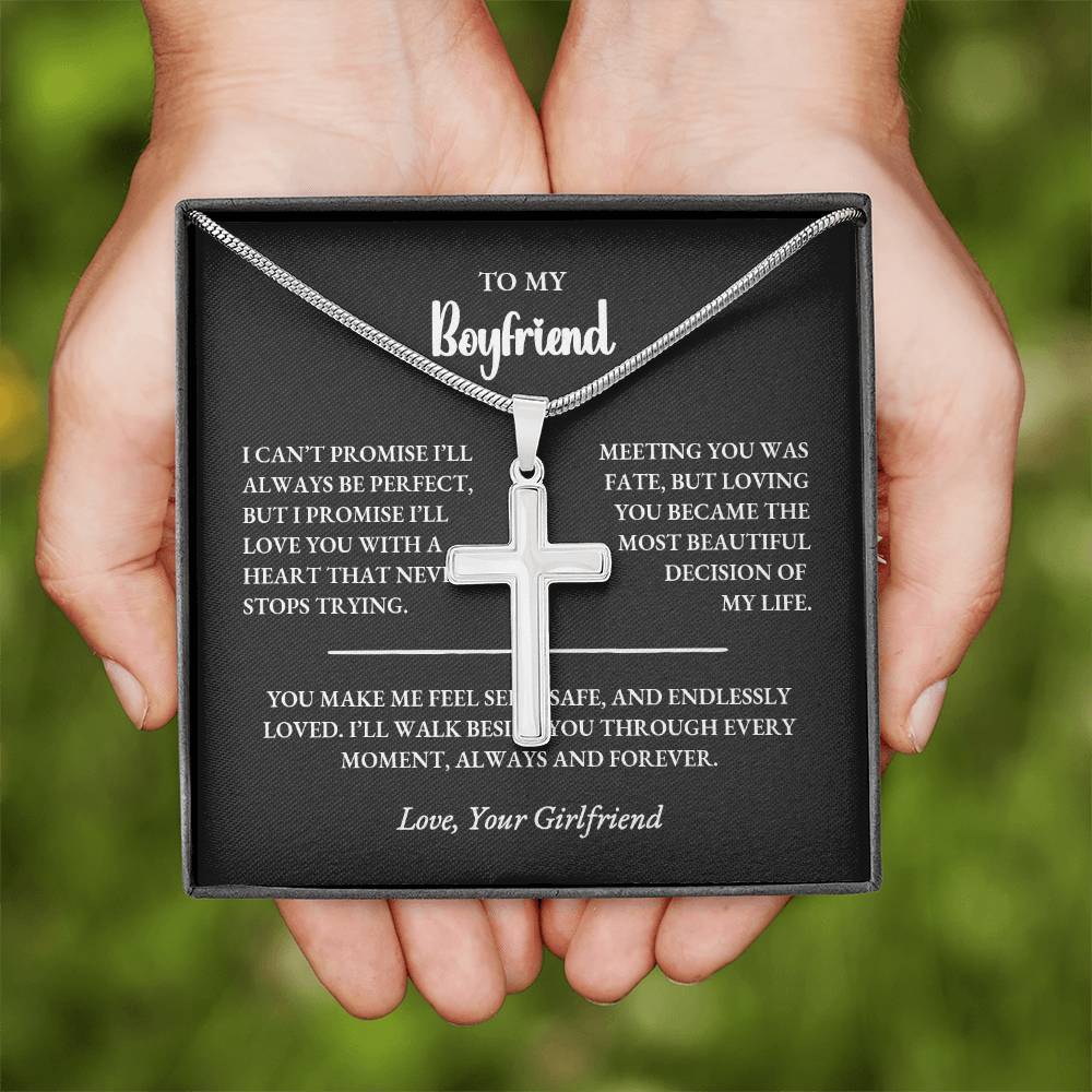 Personalized Cross Necklace Gift for Boyfriend With Custom Back Engraving - Image 9