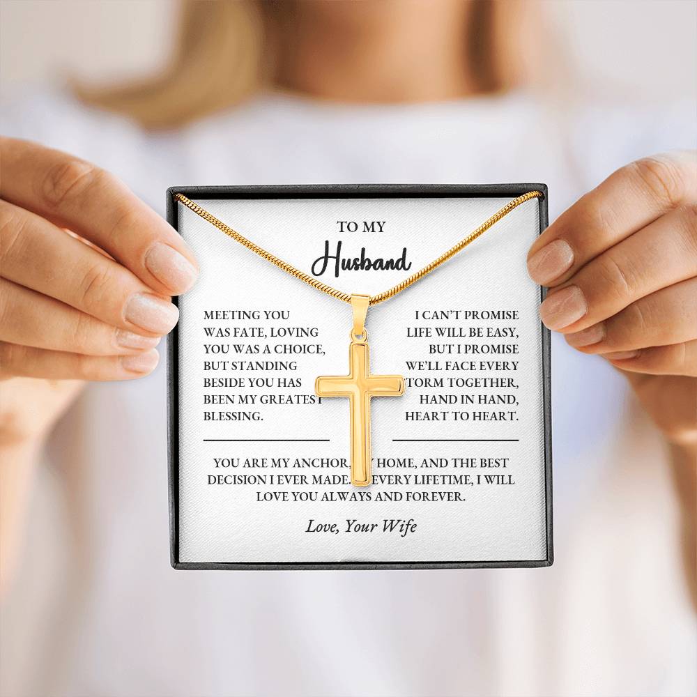 Personalized Cross Necklace Gift for Husband – Custom Engraved Message - Image 13