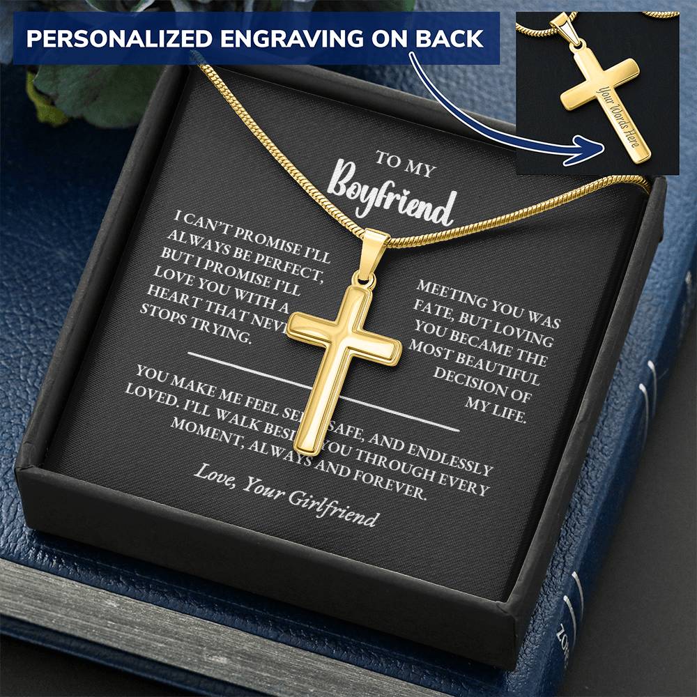 Personalized Cross Necklace Gift for Boyfriend With Custom Back Engraving - Image 12