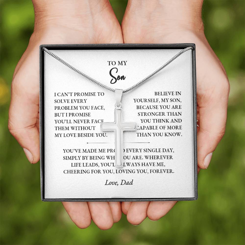 Personalized Cross Necklace Gift for Son from Dad | Custom Engraving - Image 2