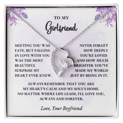 To My Girlfriend – Forever Love Necklace Gift from Boyfriend with Message Card