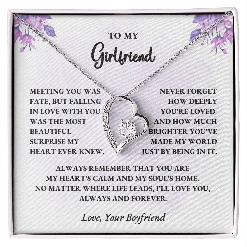 To My Girlfriend – Forever Love Necklace Gift from Boyfriend with Message Card