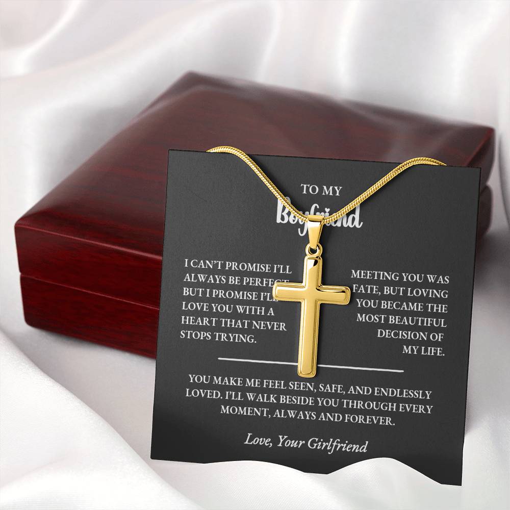 Personalized Cross Necklace Gift for Boyfriend With Custom Back Engraving - Image 17