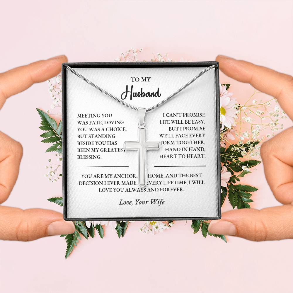 Personalized Cross Necklace Gift for Husband – Custom Engraved Message - Image 5