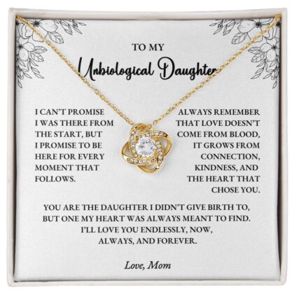 To My Unbiological Daughter – Love Knot Necklace Gift from Mom