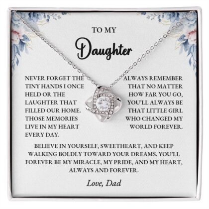 To My Daughter – Heartfelt Love Knot Necklace Gift from Dad