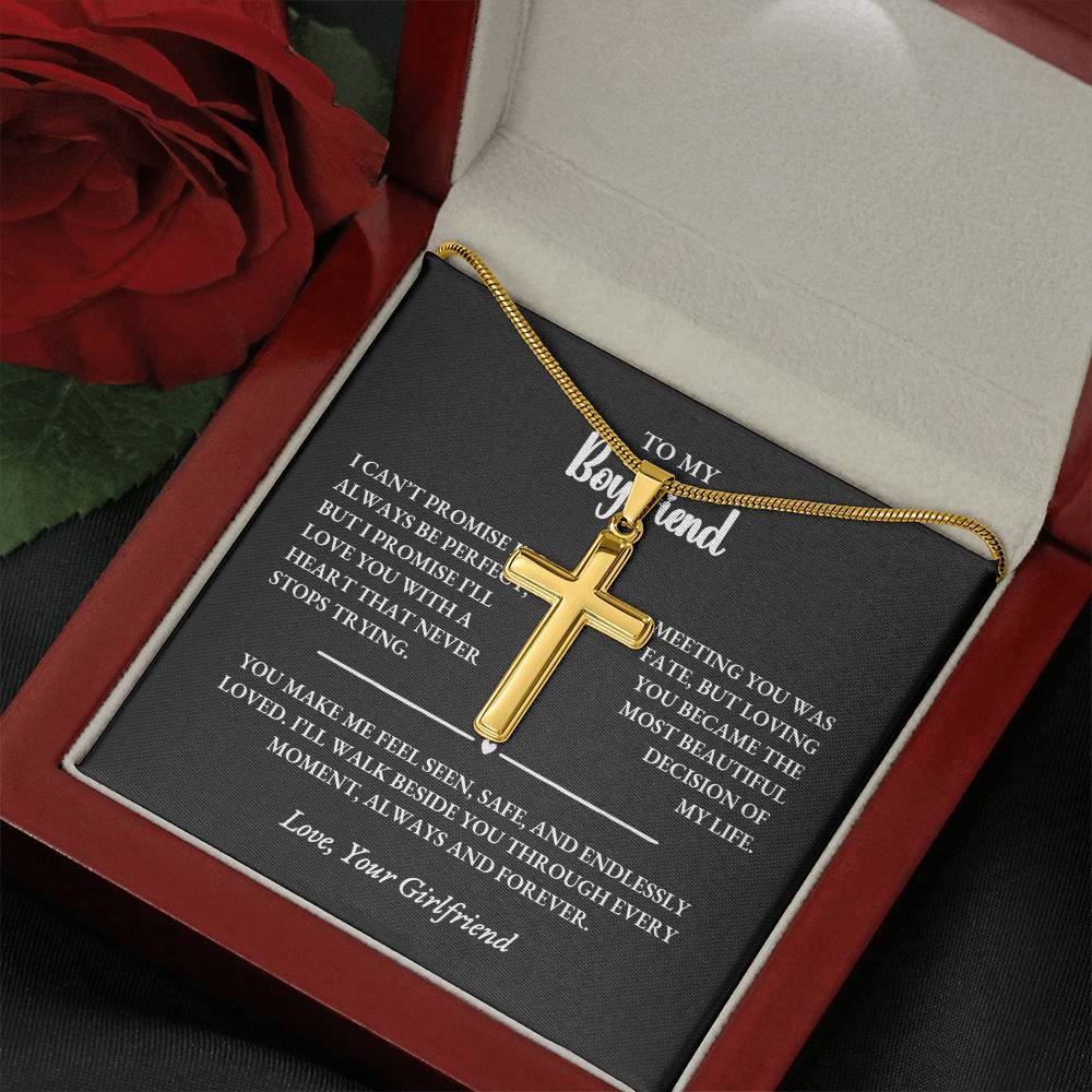 Personalized Cross Necklace Gift for Boyfriend With Custom Back Engraving - Image 16