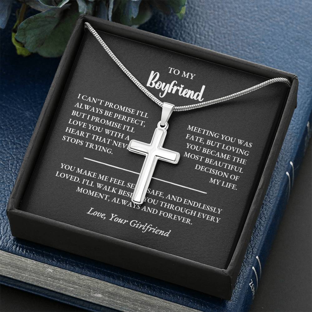 Personalized Cross Necklace Gift for Boyfriend With Custom Back Engraving - Image 5
