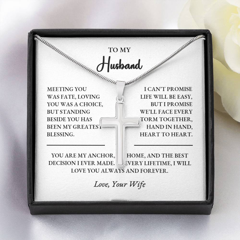 Personalized Cross Necklace Gift for Husband – Custom Engraved Message - Image 3