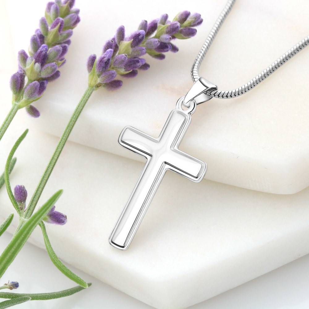 Personalized Cross Necklace Gift for Husband – Custom Engraved Message - Image 2