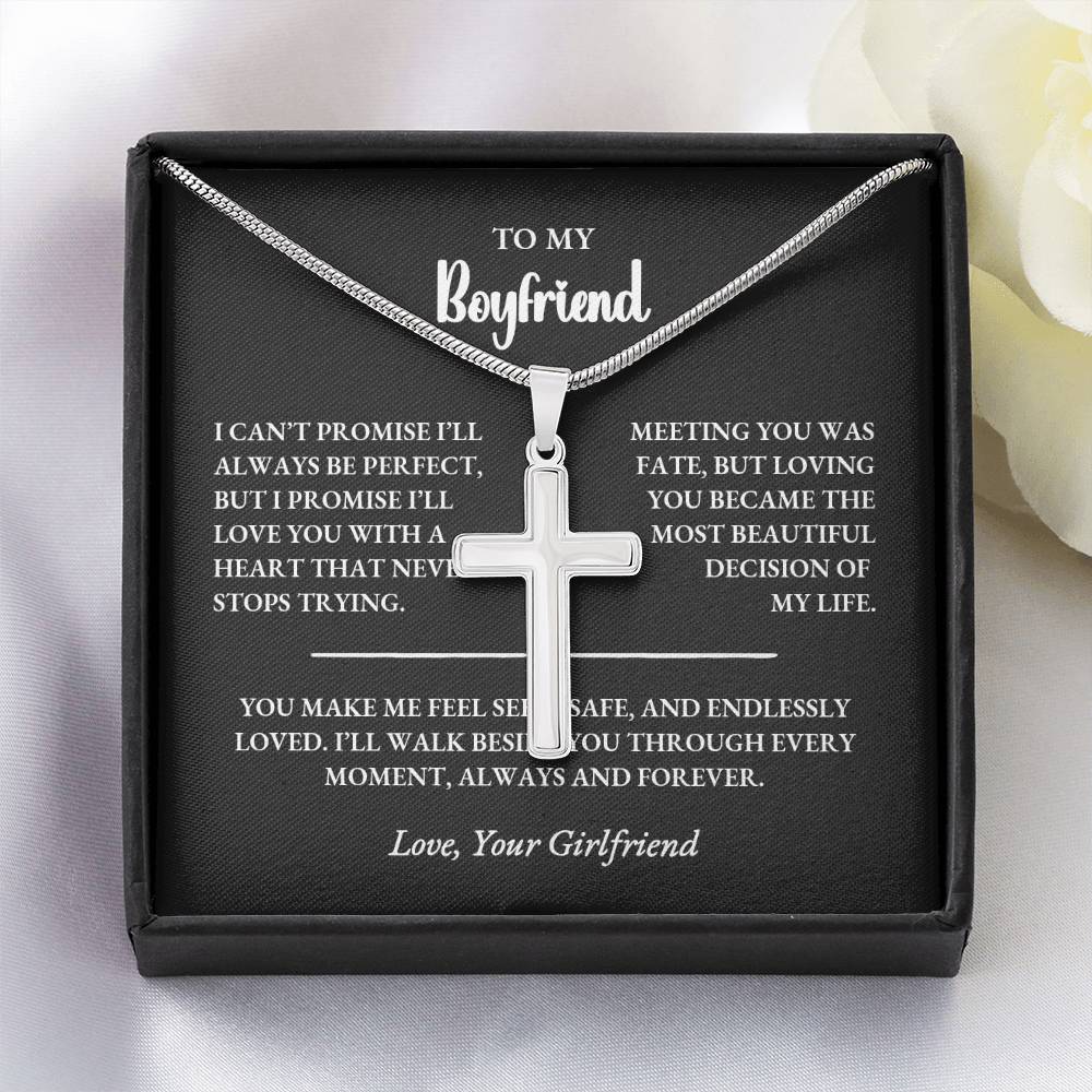 Personalized Cross Necklace Gift for Boyfriend With Custom Back Engraving - Image 3